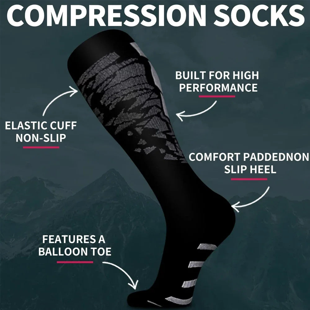 1/3/6 Pairs Sport Compression Stockings Nursing Women and Men Stockings Nursing Hiking Travel Flight Socks Running Fitness Socks
