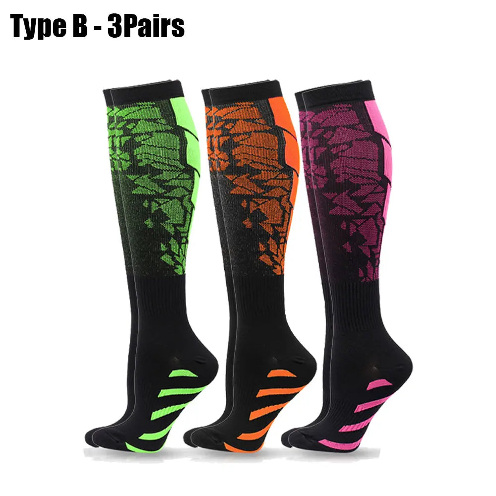 1/3/6 Pairs Sport Compression Stockings Nursing Women and Men Stockings Nursing Hiking Travel Flight Socks Running Fitness Socks