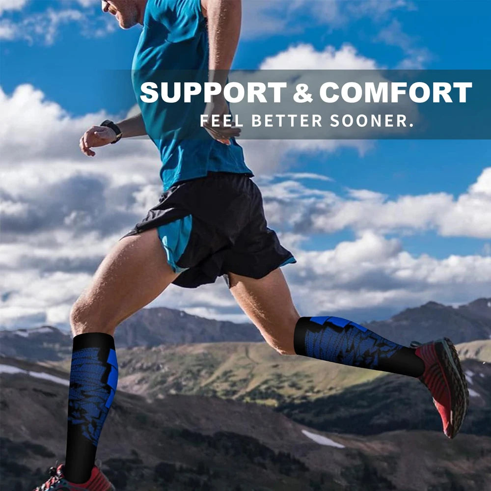 1/3/6 Pairs Sport Compression Stockings Nursing Women and Men Stockings Nursing Hiking Travel Flight Socks Running Fitness Socks