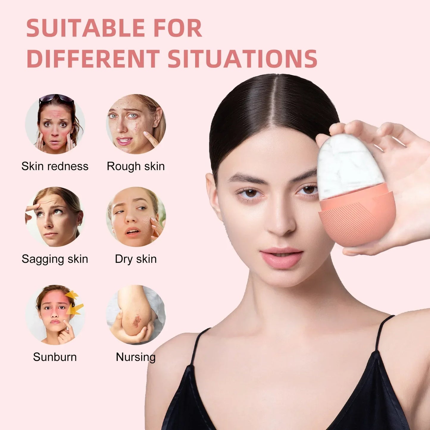 Ice Face Roller Ice Cube Beauty Reusable Massage Silicone Ice Mold for Naturally Eye Puffiness Facial Roller Shrink Pores