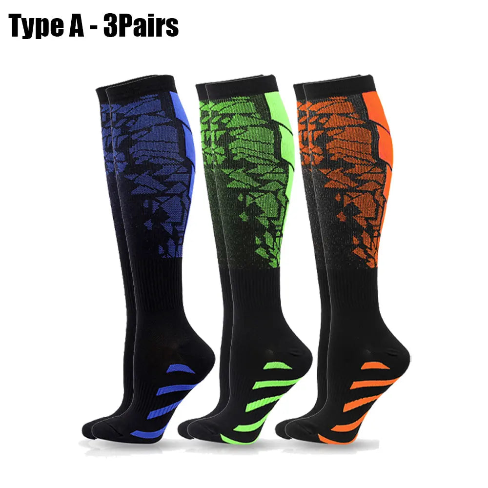 1/3/6 Pairs Sport Compression Stockings Nursing Women and Men Stockings Nursing Hiking Travel Flight Socks Running Fitness Socks
