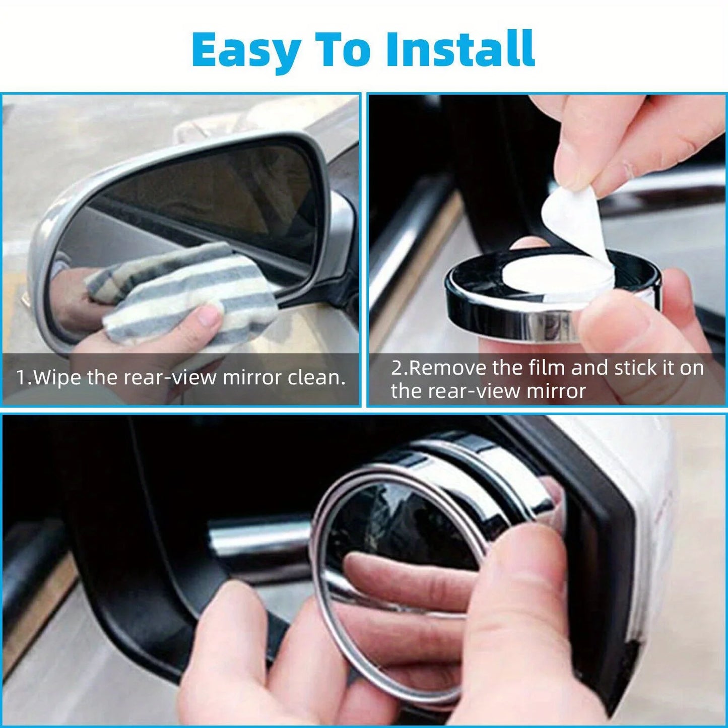 2 pcs Blind Spot Mirror 360°Wide Angle Convex Rear Side View Car Auto Universal