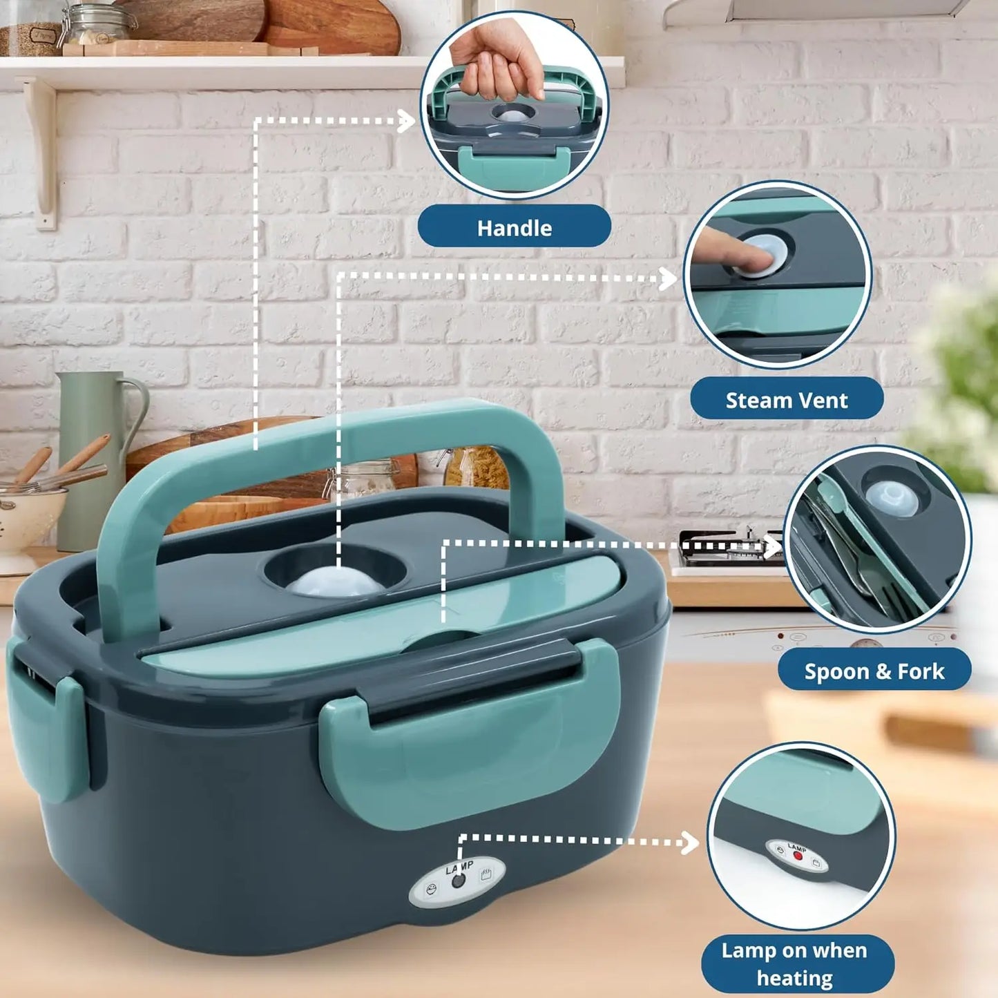 Electric Heating Lunch Box - Portable for office, Car, Home , Easy to carry anywhere you go