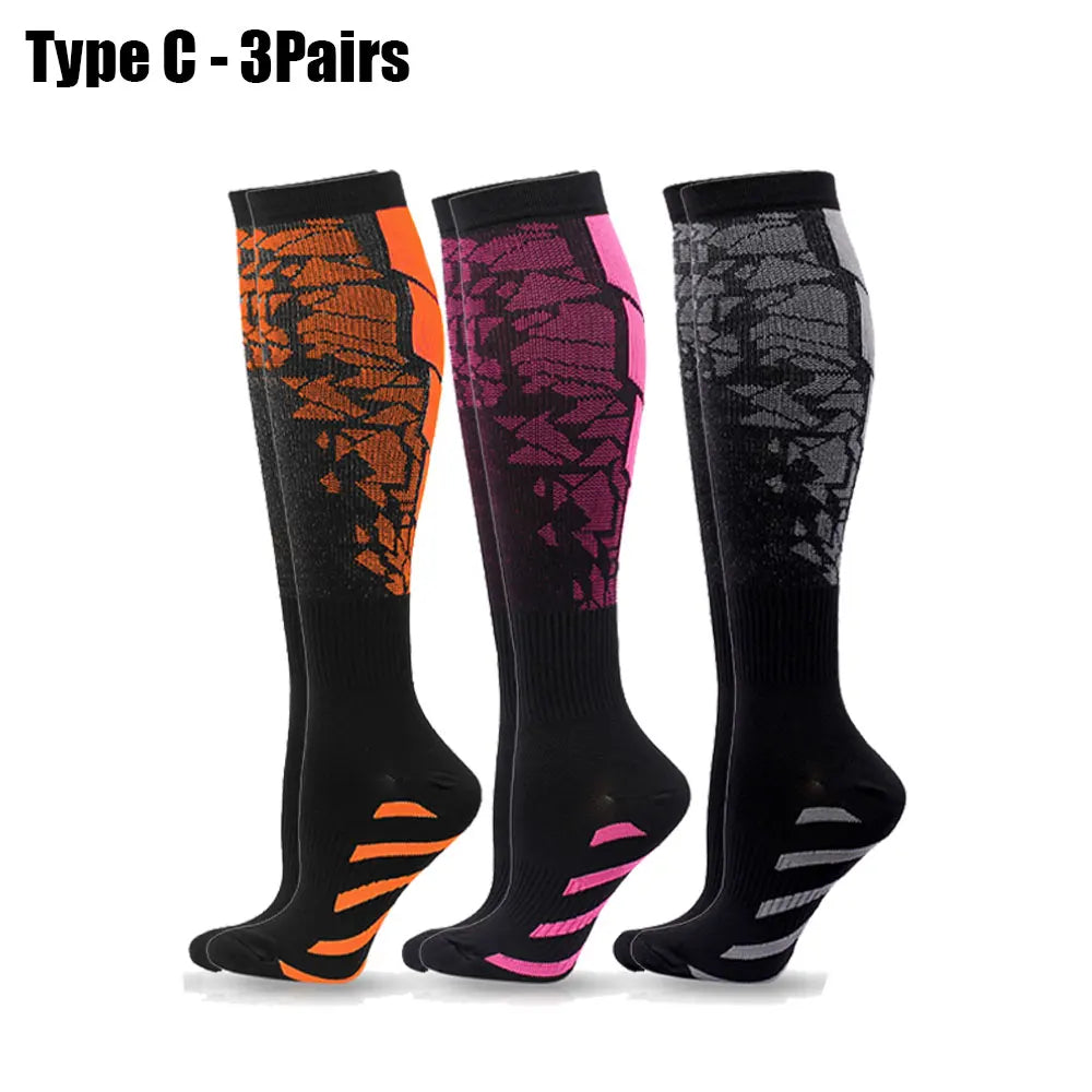 1/3/6 Pairs Sport Compression Stockings Nursing Women and Men Stockings Nursing Hiking Travel Flight Socks Running Fitness Socks
