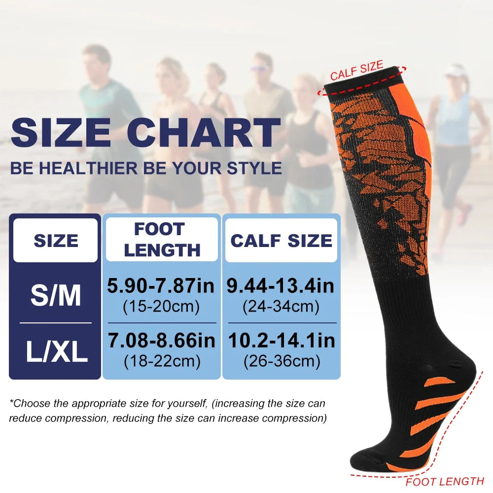 1/3/6 Pairs Sport Compression Stockings Nursing Women and Men Stockings Nursing Hiking Travel Flight Socks Running Fitness Socks
