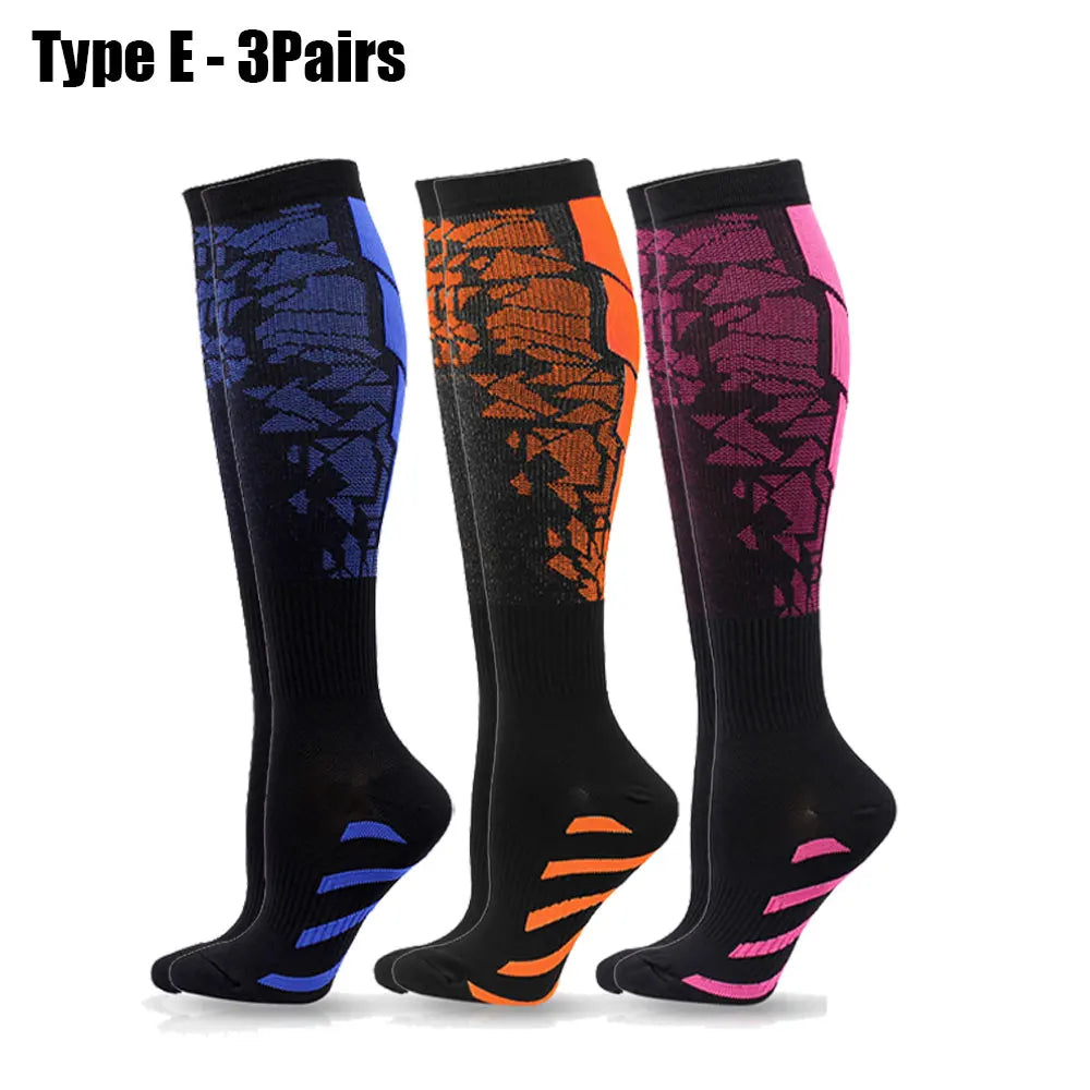 1/3/6 Pairs Sport Compression Stockings Nursing Women and Men Stockings Nursing Hiking Travel Flight Socks Running Fitness Socks