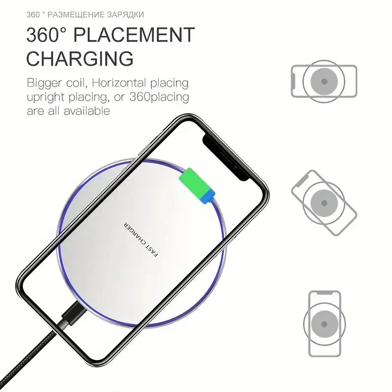 30W Wireless Fast Charger - Compatibles  with iphone , Samsung & More, with LED Indication