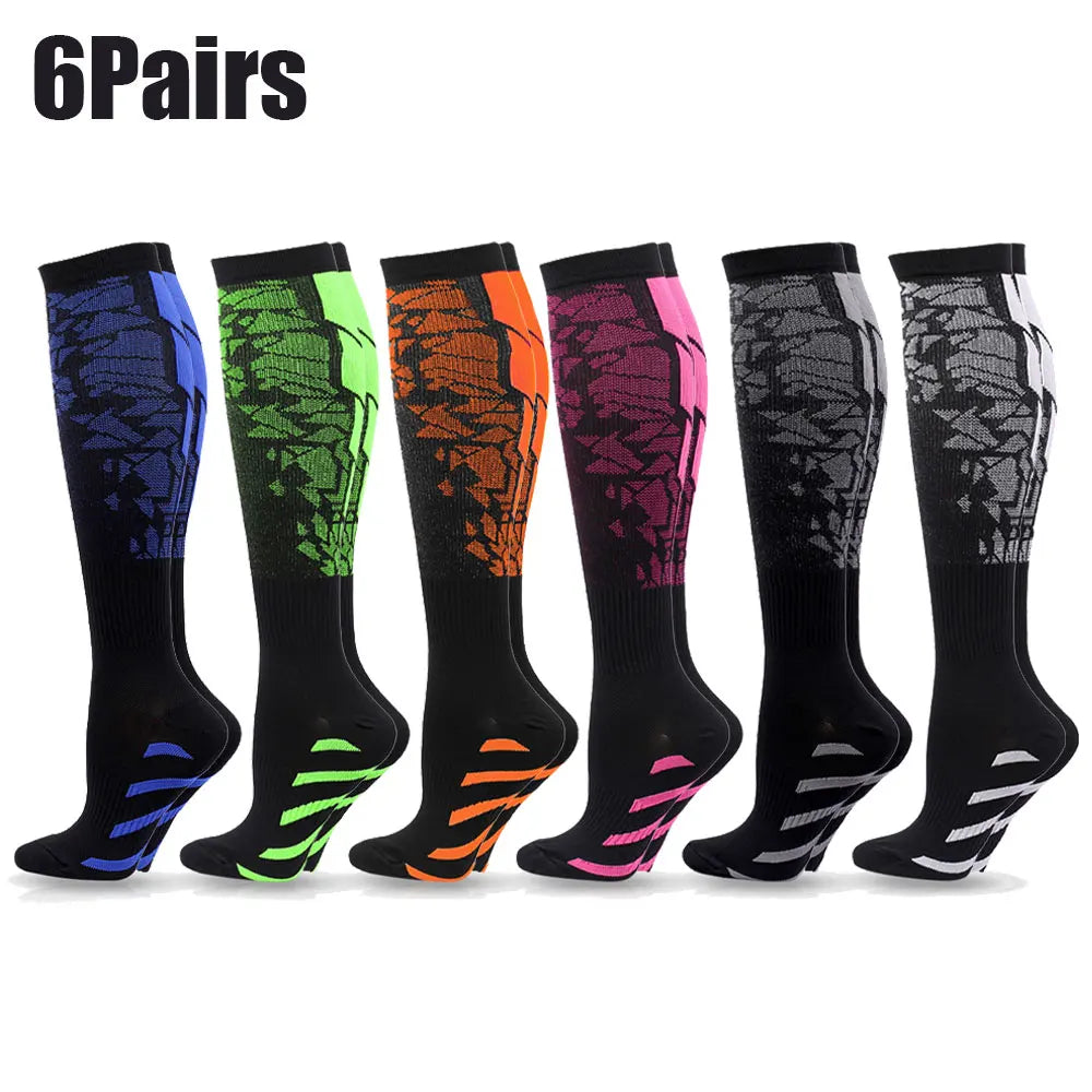 1/3/6 Pairs Sport Compression Stockings Nursing Women and Men Stockings Nursing Hiking Travel Flight Socks Running Fitness Socks