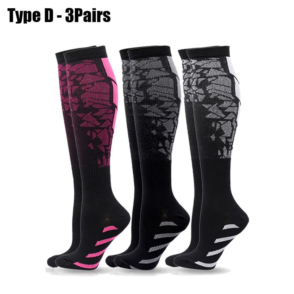 1/3/6 Pairs Sport Compression Stockings Nursing Women and Men Stockings Nursing Hiking Travel Flight Socks Running Fitness Socks