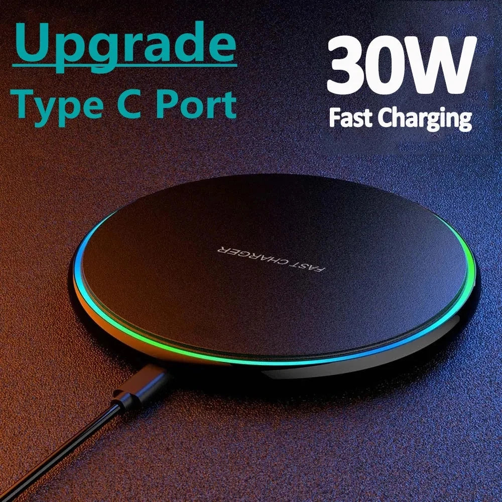 30W Wireless Fast Charger - Compatibles  with iphone , Samsung & More, with LED Indication