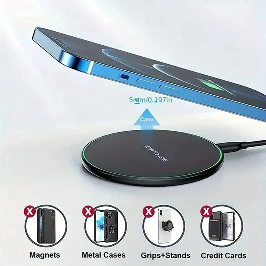 30W Wireless Fast Charger - Compatibles  with iphone , Samsung & More, with LED Indication