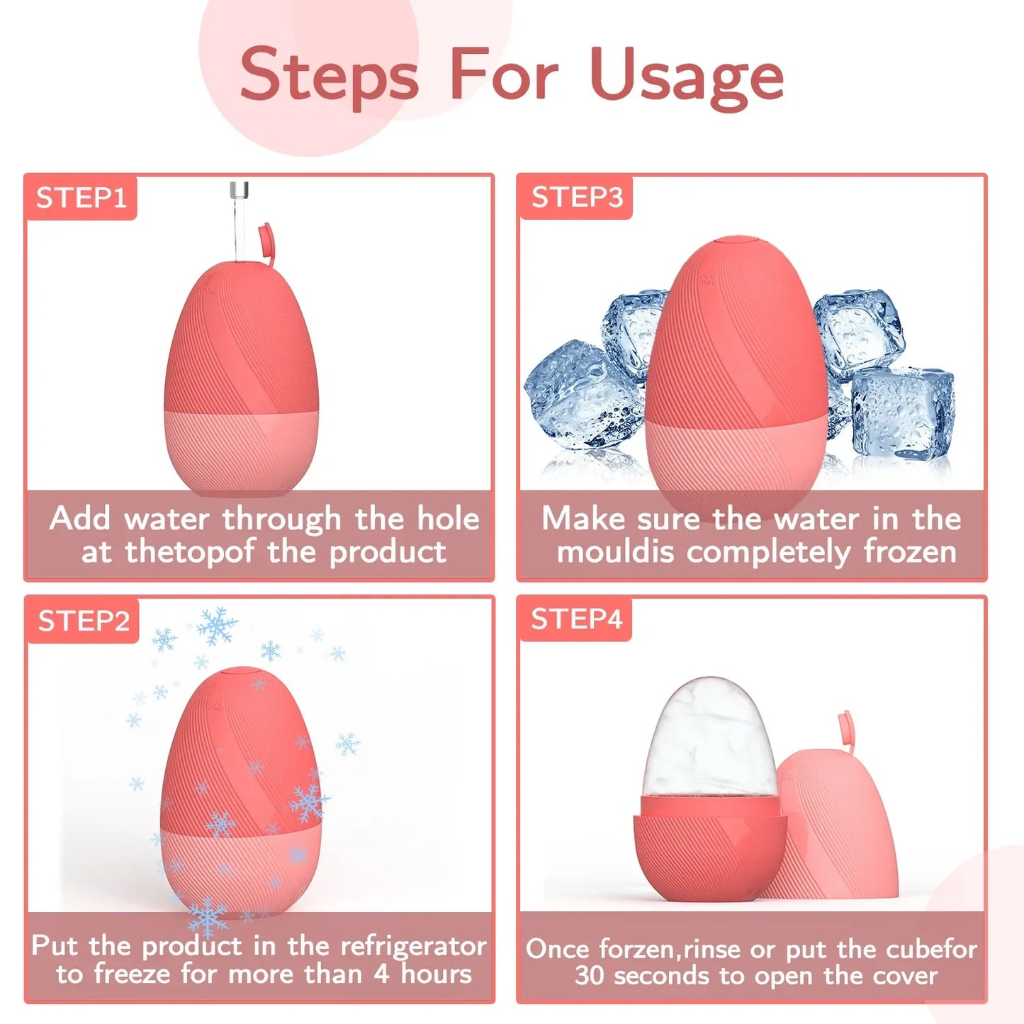 Ice Face Roller Ice Cube Beauty Reusable Massage Silicone Ice Mold for Naturally Eye Puffiness Facial Roller Shrink Pores