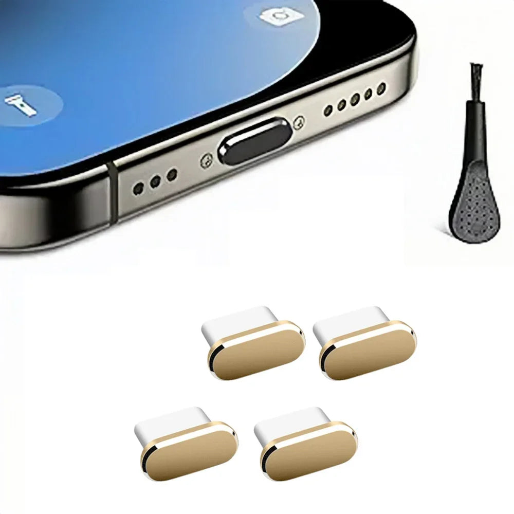 USB-C Dust Plugs [4pcs] with Cleaning Brush - Anti-Dust Charging port Covers