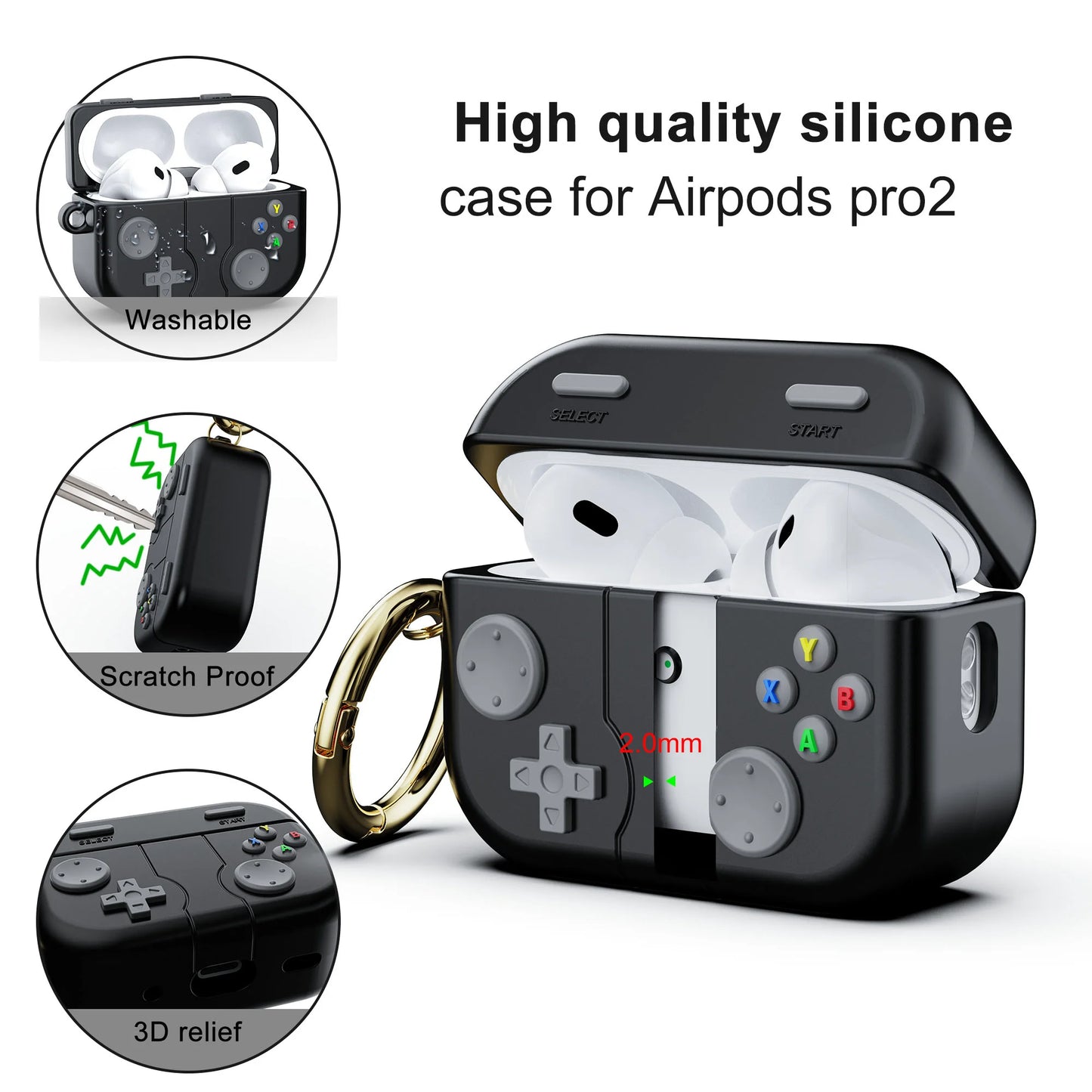 Compatible with AirPods Pro 2nd / 1st Generation Case Cover, Game Console Controller Design Case Soft Silicone Protective for Ai