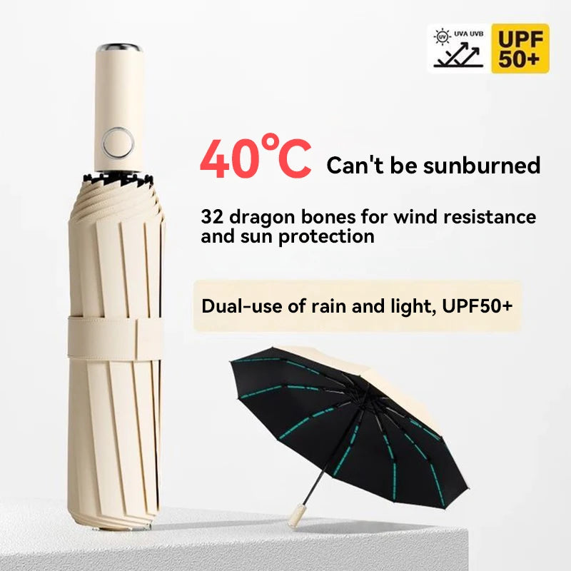 Xiaomi Upf50+ Windproof Umbrella  Auto Uv Protection Parasol - Heavy Duty Compact Travel Business Wind-resistant Sun Umbrellas