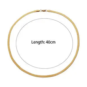 Tarnish Free Stainless Steel 18K Gold Plated Herryingbone Thin Snake Chain Layer Necklace Sexy Women's Gold Chain Necklace