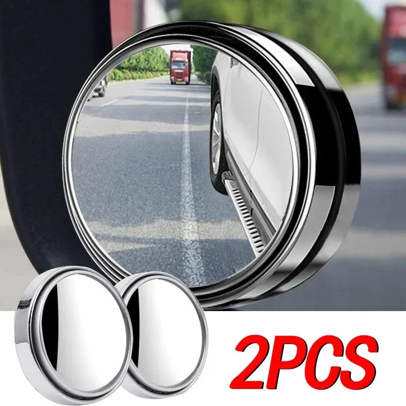 Car Round Frame Convex Wide-angle Clear Rearview Auxiliary Mirror 360 Degree Blind Spot Mirror Adjustable Driving