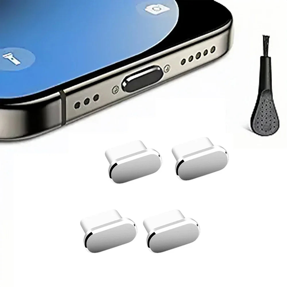USB-C Dust Plugs [4pcs] with Cleaning Brush - Anti-Dust Charging port Covers