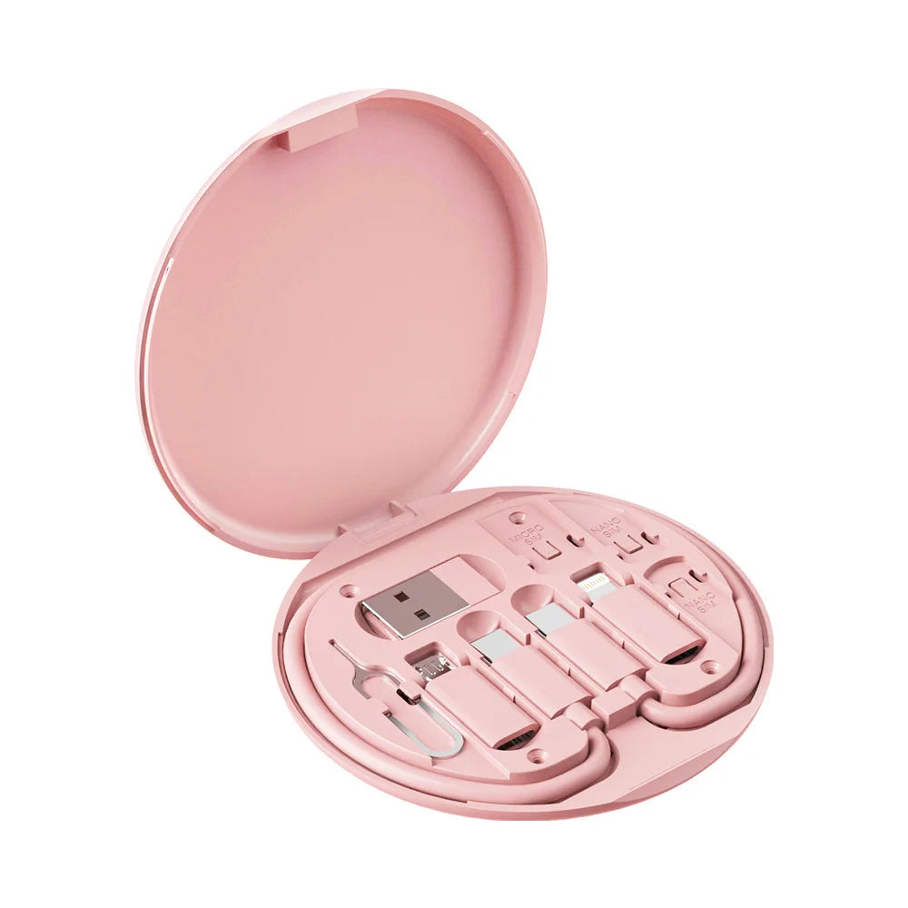 60W Multi Type-C To USB C To Micro USB To Lighting Fast Charging Phone Cable Kit for IPhone 14 13 15 Pro Data Cable Storage Box