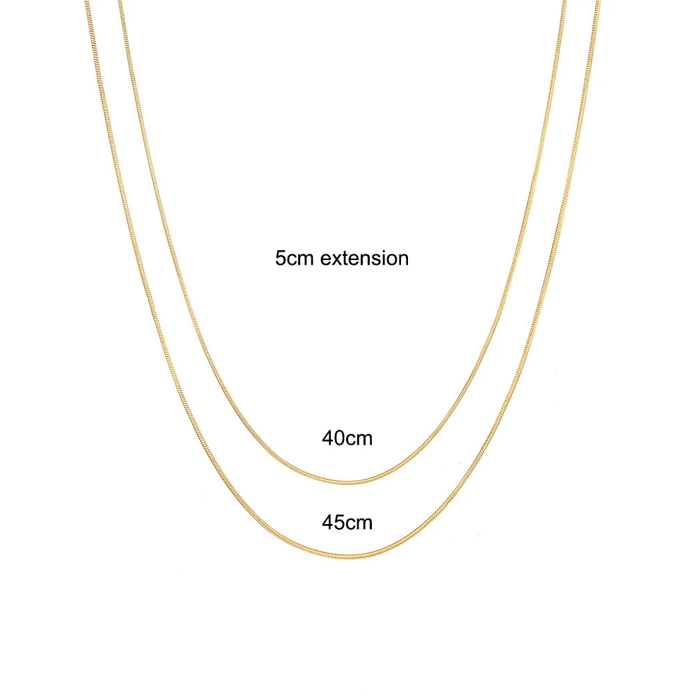 Tarnish Free Stainless Steel 18K Gold Plated Herryingbone Thin Snake Chain Layer Necklace Sexy Women's Gold Chain Necklace