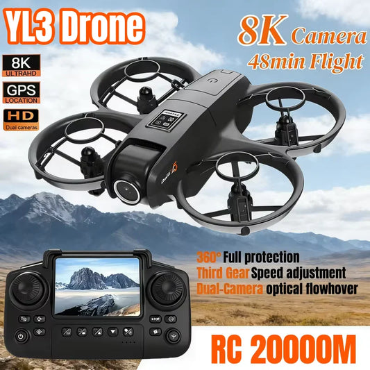 YL3 Drone Professional 8K Dual Camera Long Battery Life GPS WIFI Brushless Motors Obstacle Avoidance Foldable Quadcopter